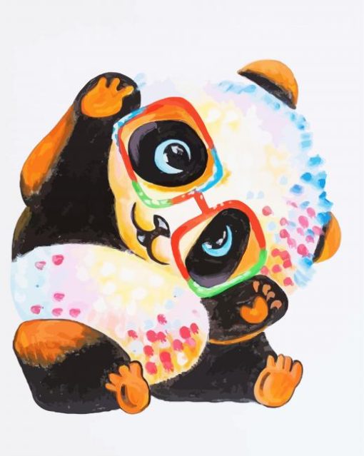 Colorful Baby Panda With Glasses paint by number