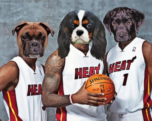 Dogs Playing Basketball paint by number