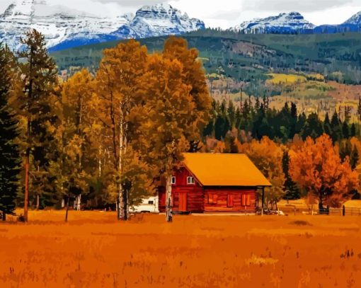 Farm House In The Fall paint by number