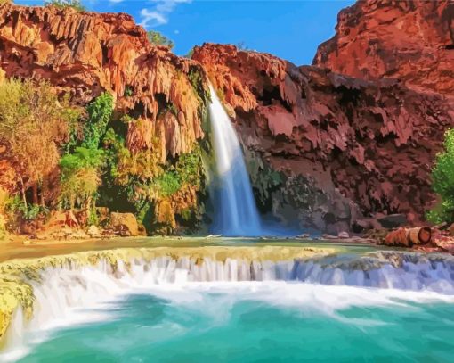 Havasu Falls Landscape paint by number