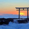 Japan Ocean Tori Gate paint by number