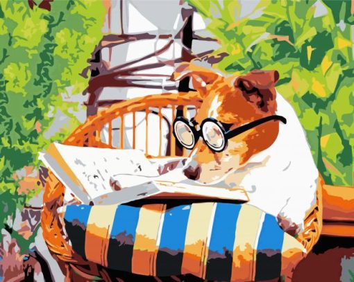 Nerdy Dog Reading A Book paint by number