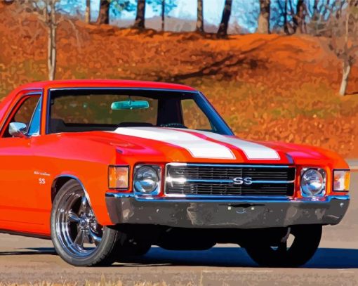 Orange Elcamino paint by number