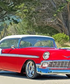 Red 1956 Chevrolet Car paint by number