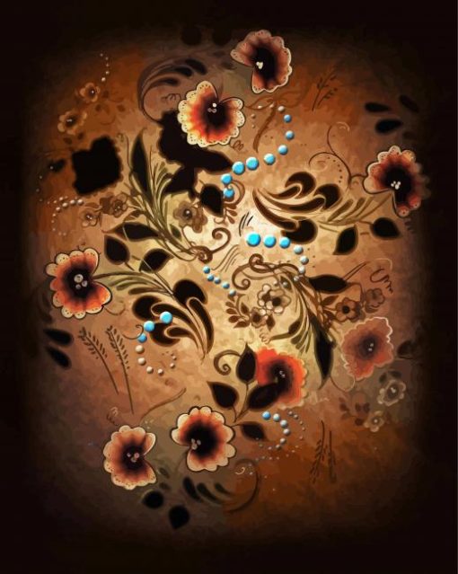 Rosemaling Flowers Art paint by number