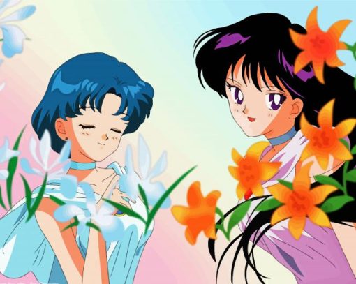 Sailor Mercury And Sailor Mars paint by number