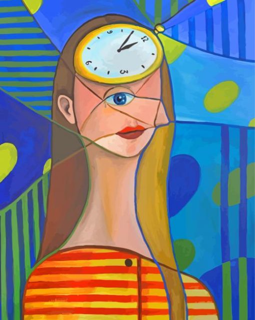 Abstract Woman With Clock paint by number