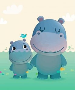 Baby Hippo And Mother paint by number