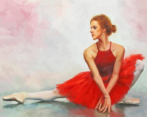 Ballerina Girl In Red paint by number