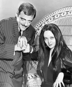 Black And White Morticia And Gomez paint by number