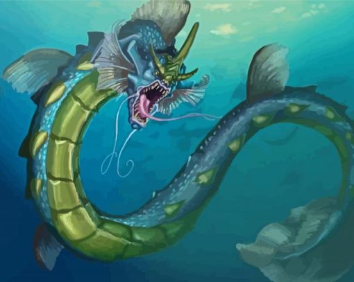 Blue Gyarados Pokemon paint by number