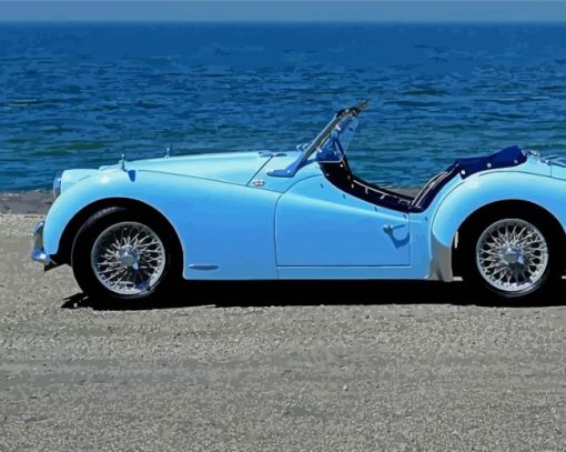 Blue Triumph Tr3 Car paint by number