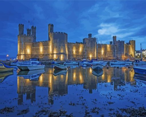 Caernarfon Castle At Night paint by number