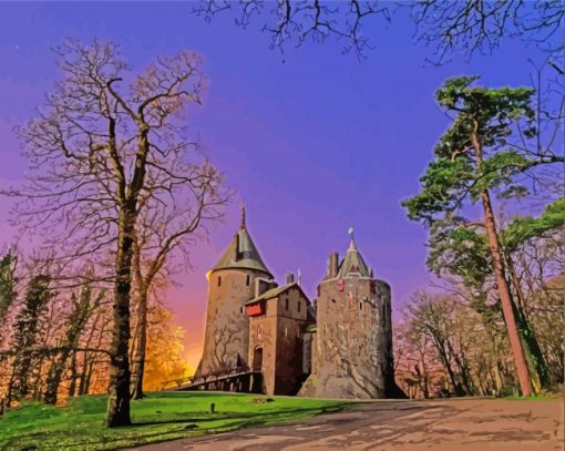 Castell Coch At Sunrise paint by number