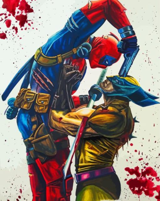 Deadpool Vs Wolverine Characters Art paint by number