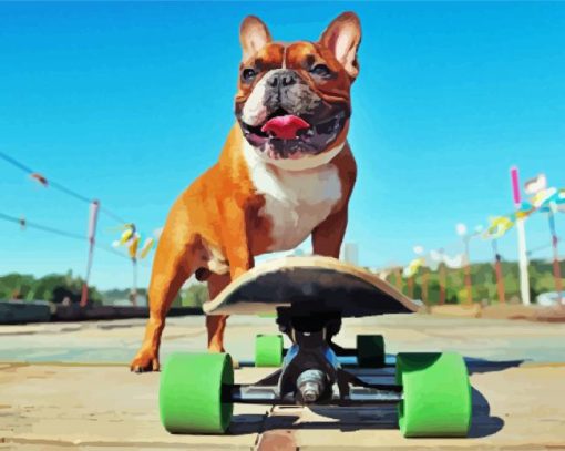 Dog Skateboard paint by number