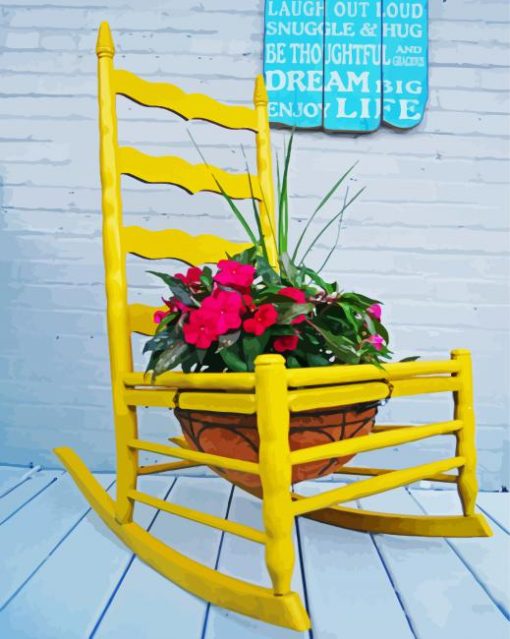 Flowers Pots Chair paint by number