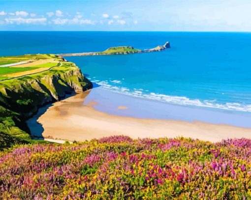 Gower Wales Seascape paint by number