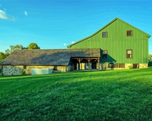 Green Barn paint by number