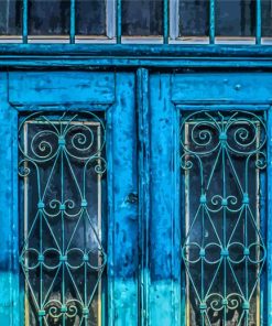 House With Old Blue Door paint by number