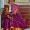 Indian Lady On Stair paint by number