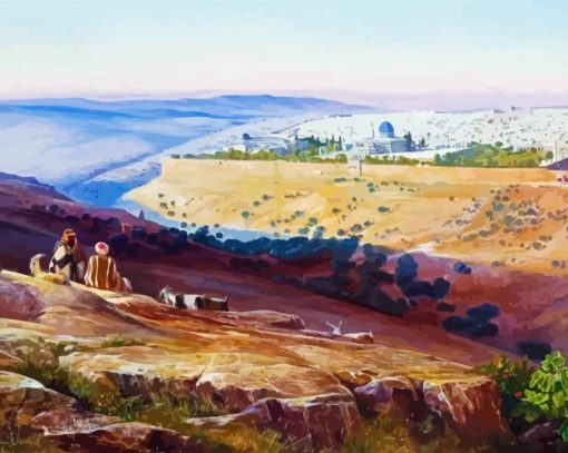 Jerusalem From The Mount Of Olives by Edward Lear paint by number