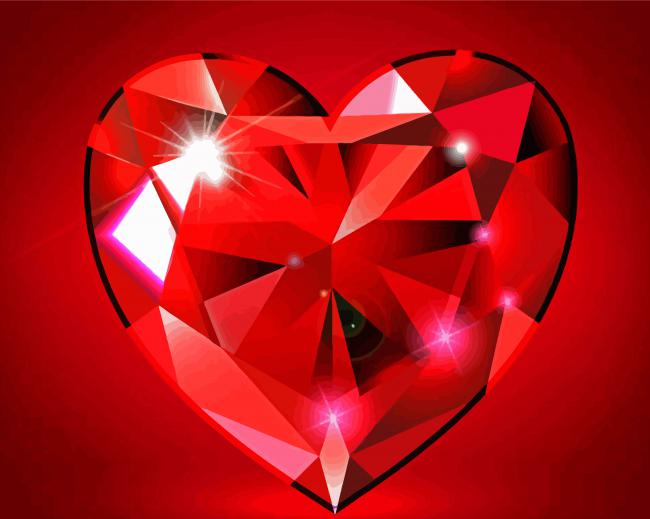Red Diamond Heart paint by number