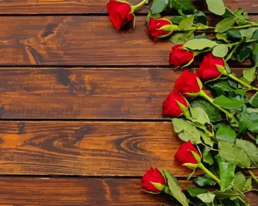 Roses On Wood paint by number