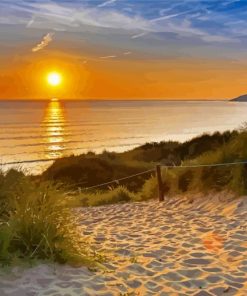 Sunset At Woolacombe Beach paint by number