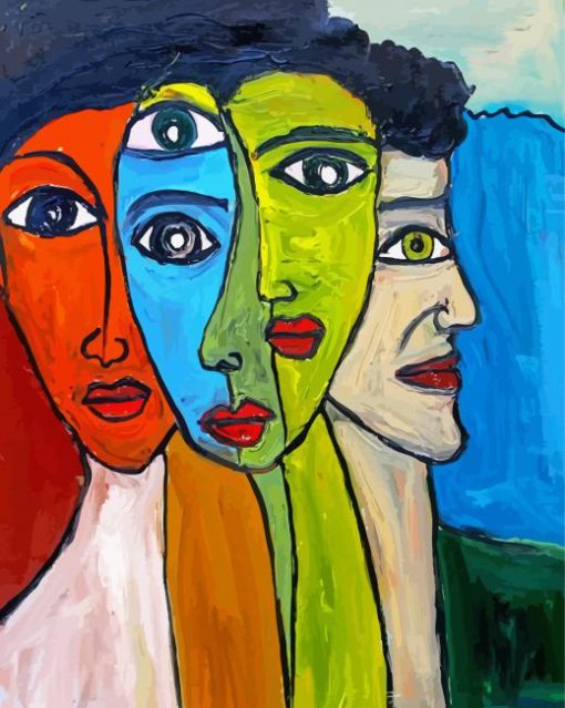 Abstract Five Women Faces paint by number