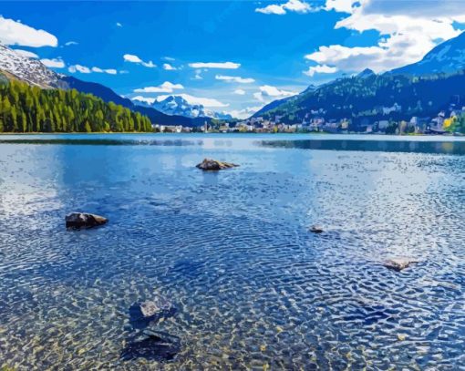 Aesthetic Lake Saint Moritz paint by number