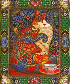 Aesthetic Tapestry Cat Art paint by number