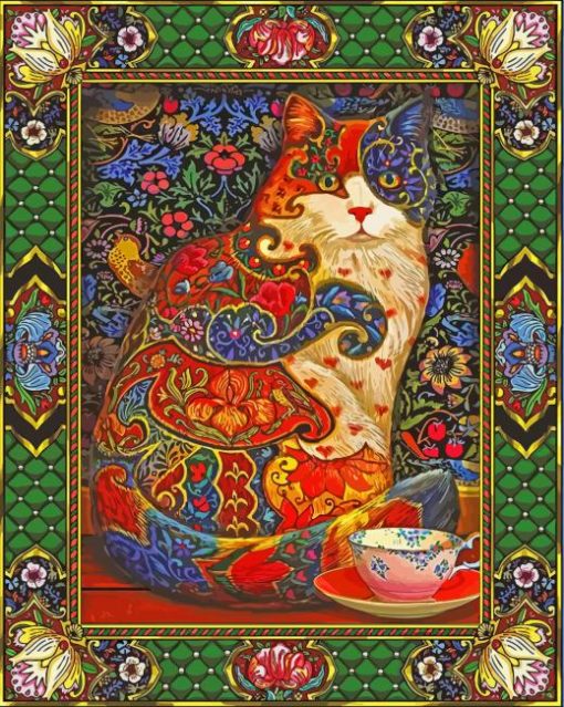 Aesthetic Tapestry Cat Art paint by number