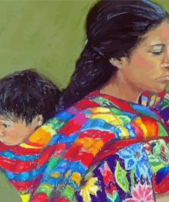 Aesthetic Mexican Mother And Child paint by number