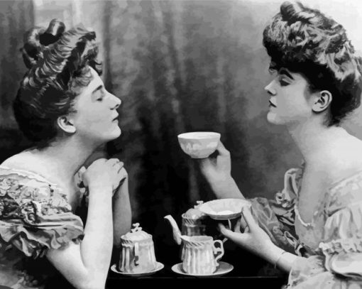 Black And White Ladies Having Tea paint by number