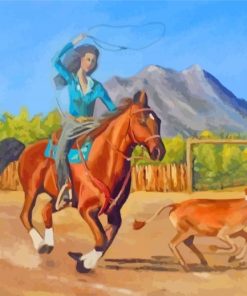 Calf Roping By A Cowgirl Art paint by number