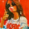 Cool Girl blowing Bubble Gum paint by number