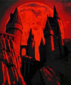 Creepy Red Castle paint by number