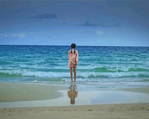 Girl Looking Out To Sea View paint by number