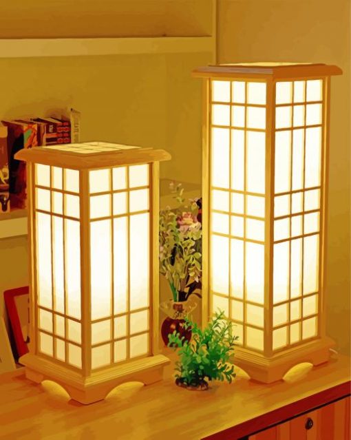 Japanese Lamps On Table paint by number