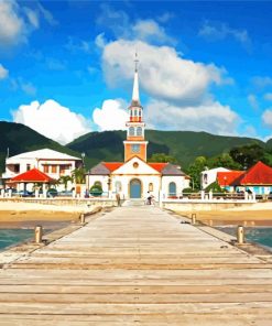 Martinique Beach Boardwalk paint by number