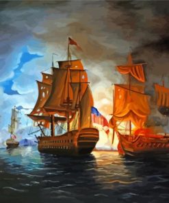 Ocean Naval Battle Art paint by number