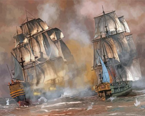 Ocean Pirate Ships In Battle paint by number