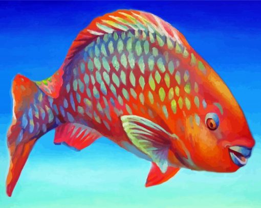 Orange Parrot Fish paint by number