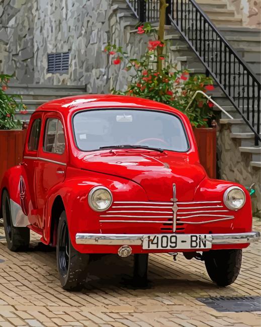 Red Vintage Car Italy paint by number