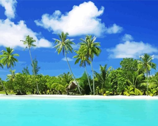 Tropical Beach Scene paint by number