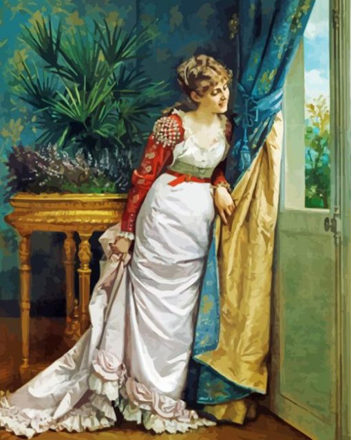 Awaiting The Visitor By Auguste Toulmouche paint by number