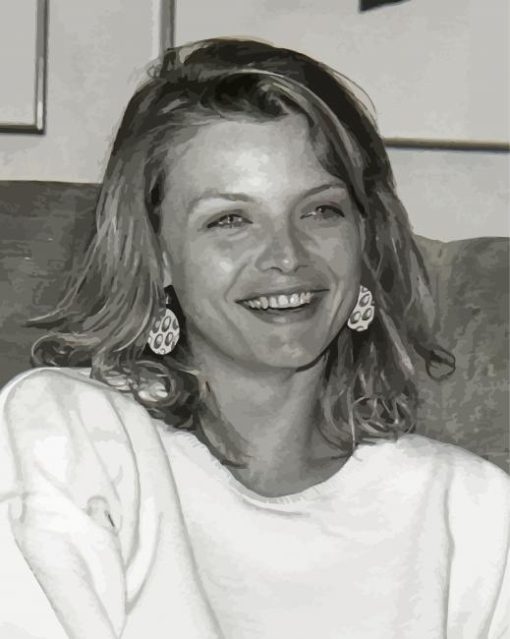 Black And White Young Michelle Pfeiffer paint by number