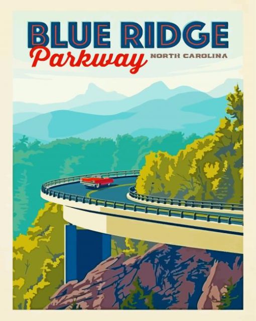 Blue Ridge mountains Poster paint by number