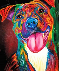 Colorful Brindle Pitbull paint by number